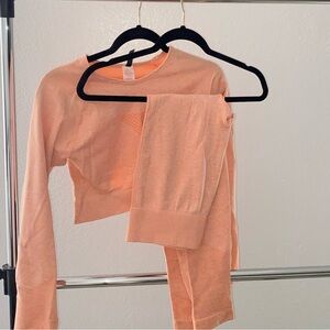 Peach Long Sleeve Top and Leggings Set